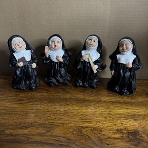 Set of 4 Nun Figurines Novelty Resin Catholic